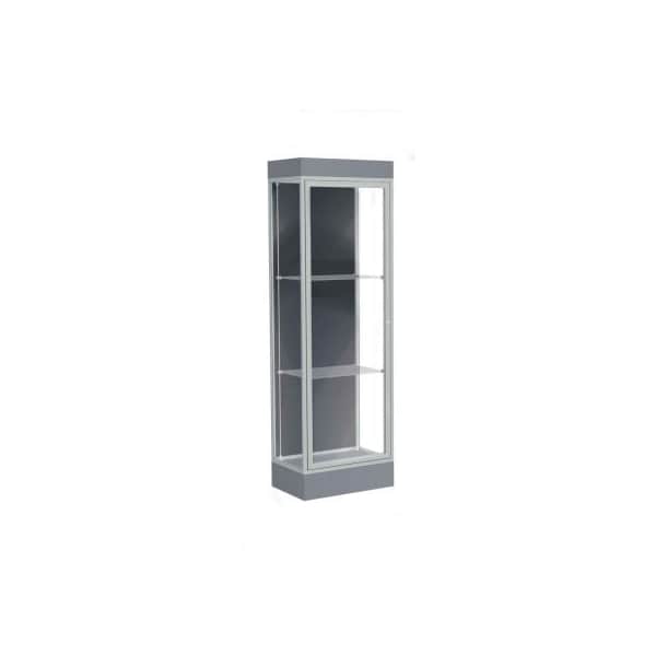 Waddell Display Case Of Ghent Edge Lighted Floor Case, Slate Back, Satin Frame, 6" Carbon Mesh Base, 24"W x 76"H x 20"D 91LFSL-SN-CM - main
